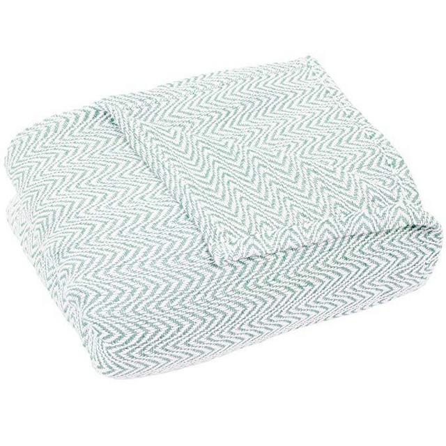 Lavish Home Blanket-100% Cotton King Chevron Luxury Soft Blanket Seafoam