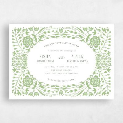 Pistachio, Green Wedding Invitation - Calliope Landscape