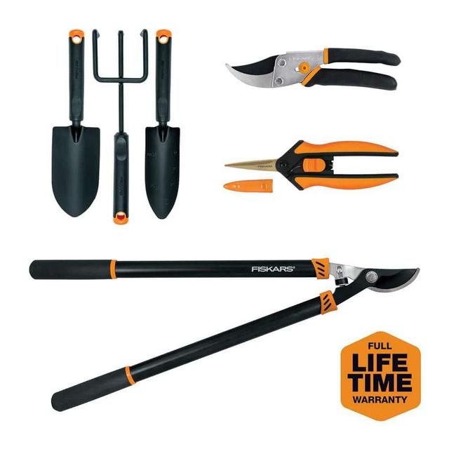 Fiskars 6-Piece Garden Essentials Heavy-Duty Tool Set
