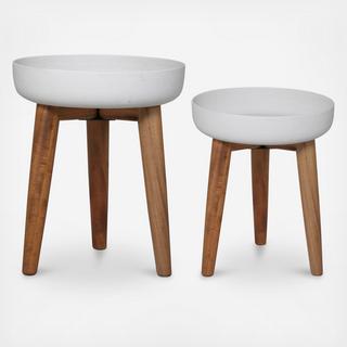 2-Piece Acacia Plant Stand Set