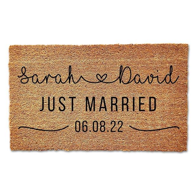 Personalised Just Married Door Mat, Custom Door Mat, Personalised Door Mat, Door Mat Outdoor, Customized Door Mat, Newlywed Gift, Home Decor (24x16)
