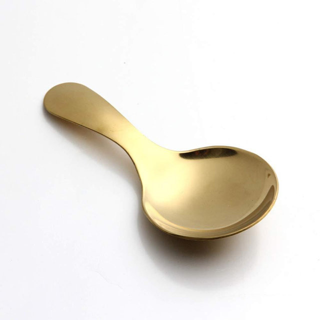 1Pc Short Handle Dessert Spoon Stainless Steel Sugar Salt Spice Spoon Condiment Tea Coffee Scoop Kitchen Tools Small Kids Spoon (gold)