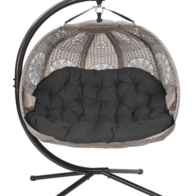 Flower House FHPC100-DCBLK Pumpkin Loveseat, Black/Sand Cover