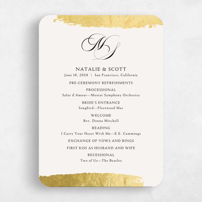 Beige Rounded Wedding Program - Casey Foil