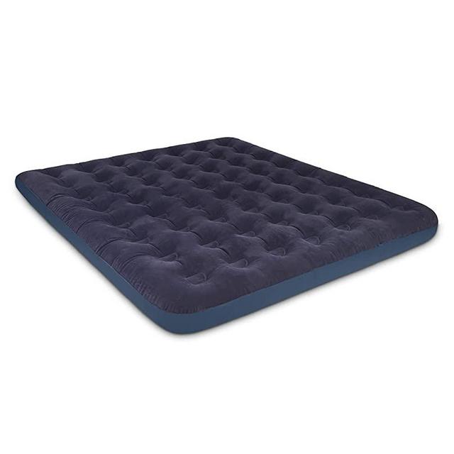 King Size Air Mattress for Inflatable - Portable Blue Blow Up Mattresses with Flocked top - Double Foldable Air Bed for Tent Camping Home Travel Backpacking