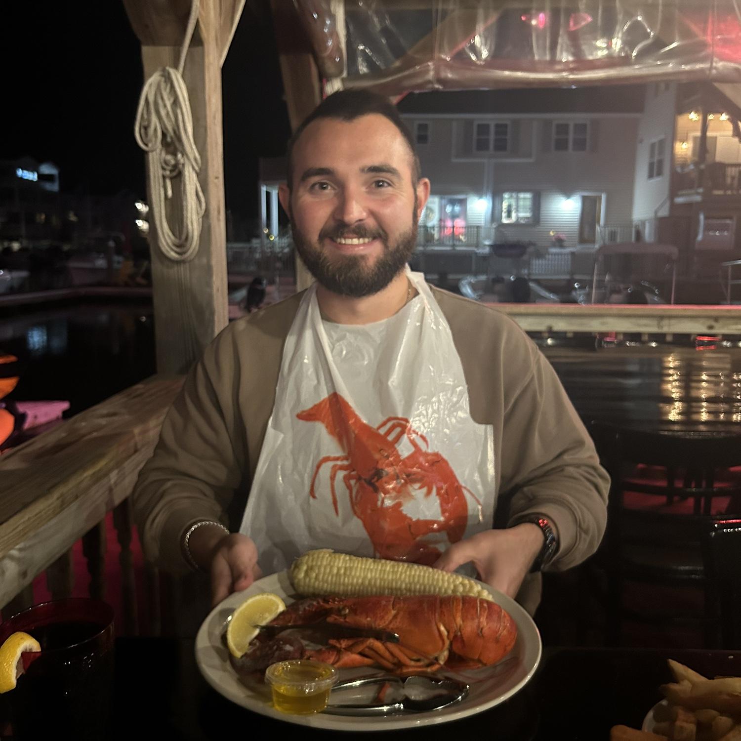 John’s first lobster.