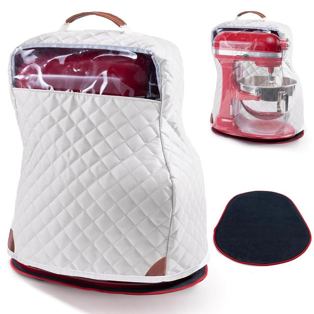 BAGSPRITE Stand Mixer Cover with Appliance Sliders Compatible with KitchenAid Mixer 6/7/8 Quart with Pockets for Kitchen Aid Accessories and Attachments