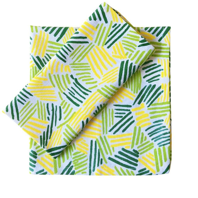 FINGERCRAFT Cloth Napkin Set of 12 Cotton Linen Blend Mitered Corner Printed Table Napkins Washable and Reusable Dinner Cloth 20x20In Green Branch