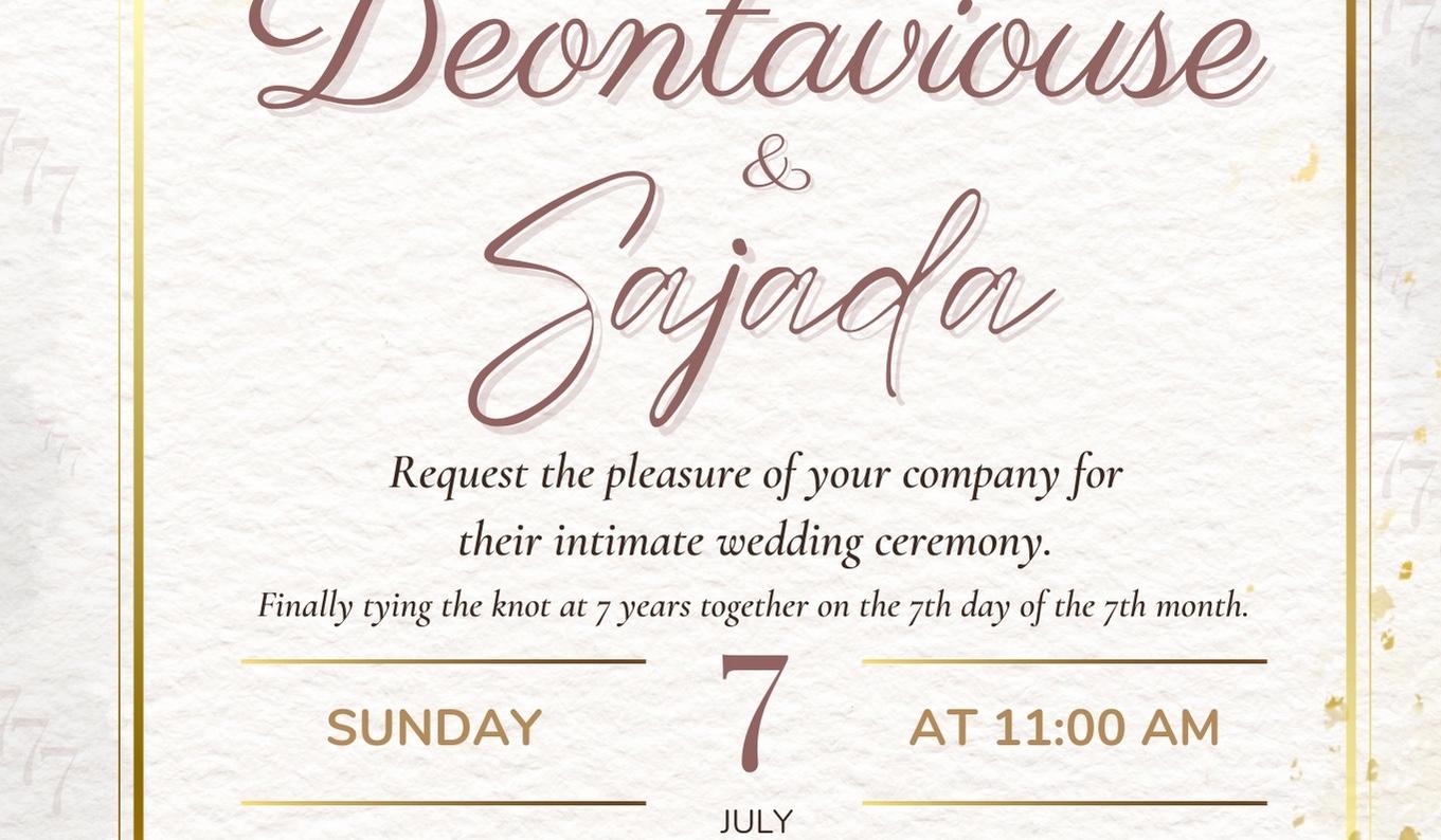 The Wedding Website of Sajada Artis and Deontaviouse Carter