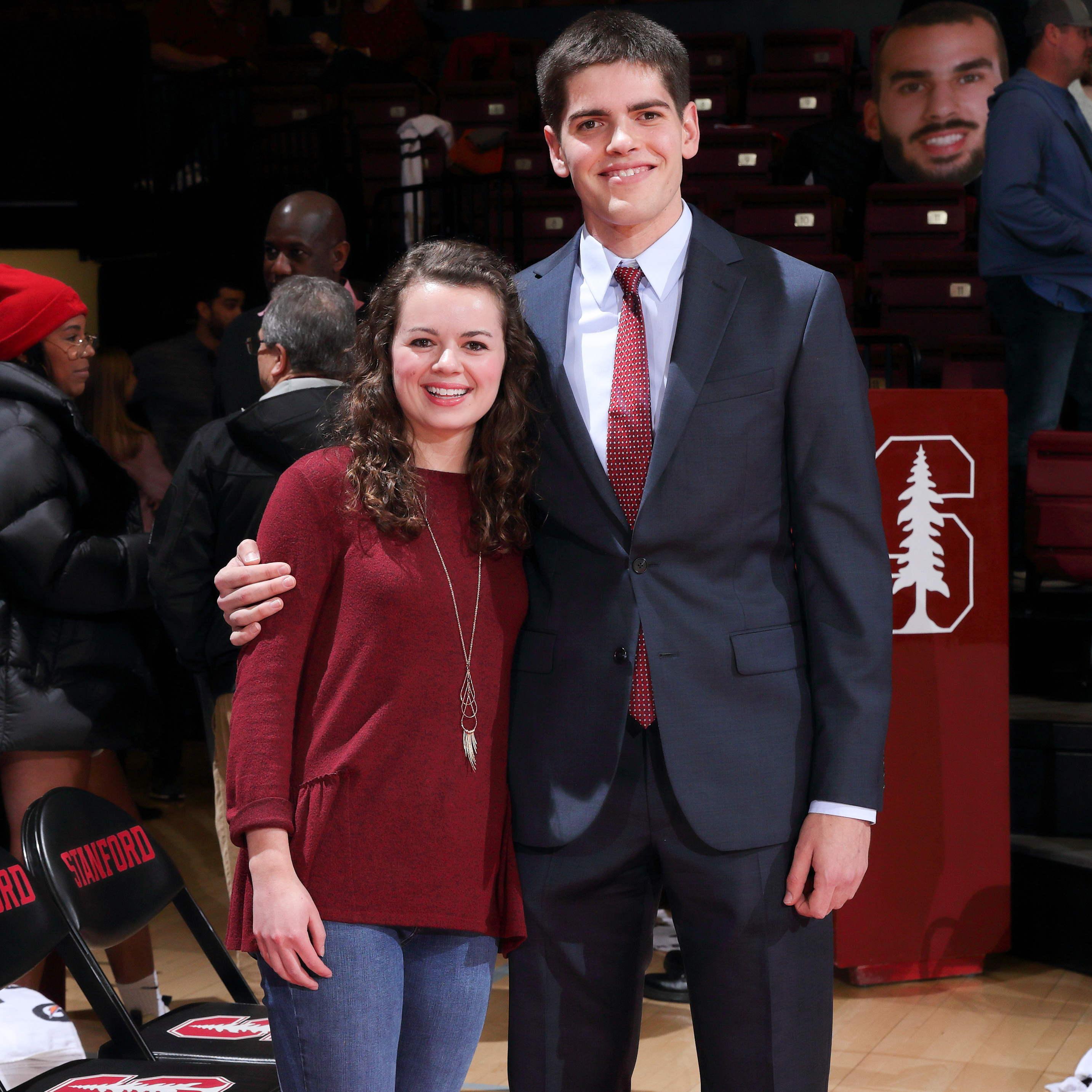 March 2019, Stanford, CA - Ryan's senior night as a manager for the men's basketball team (how we met!).