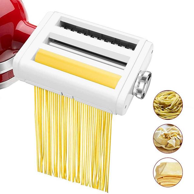 Pasta Maker Attachment for KitchenAid Stand Mixers 3 in 1 Set Includes Pasta Roller Spaghetti Cutter &Fettuccine Cutter, Durable Pasta Attachments for KitchenAid