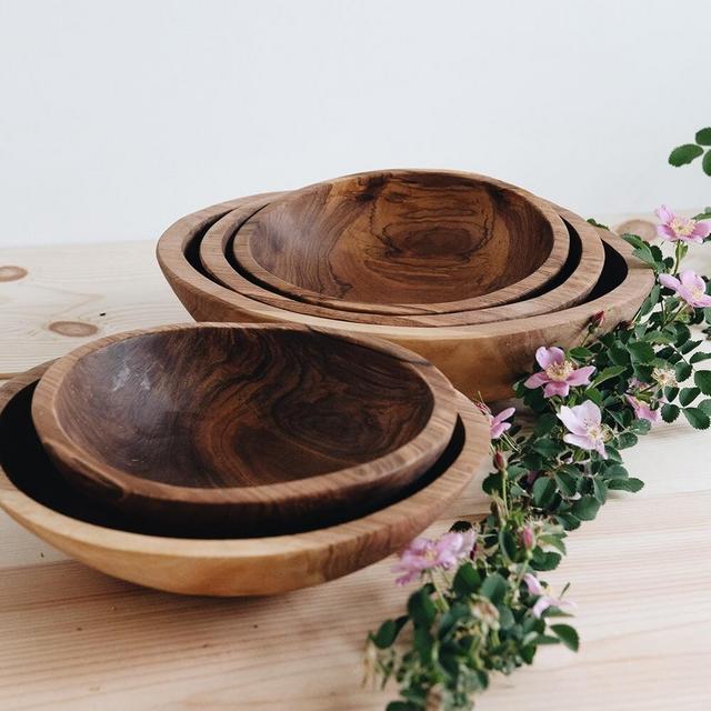 Hand Carved Wild Olive Wood Bowl - Medium