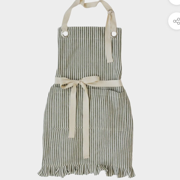 Ruffle Pin Stripe Apron
