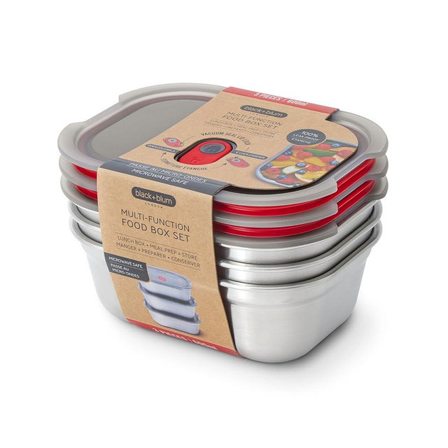 BLACK + BLUM Lunch Bowl Set - Reusable Meal Prep Containers for Picnic & Camping - Microwavable Stainless Steel Lunch Dinner Food Storage Box with Leak Proof Lid - Dishwasher Oven Safe - Small 22oz