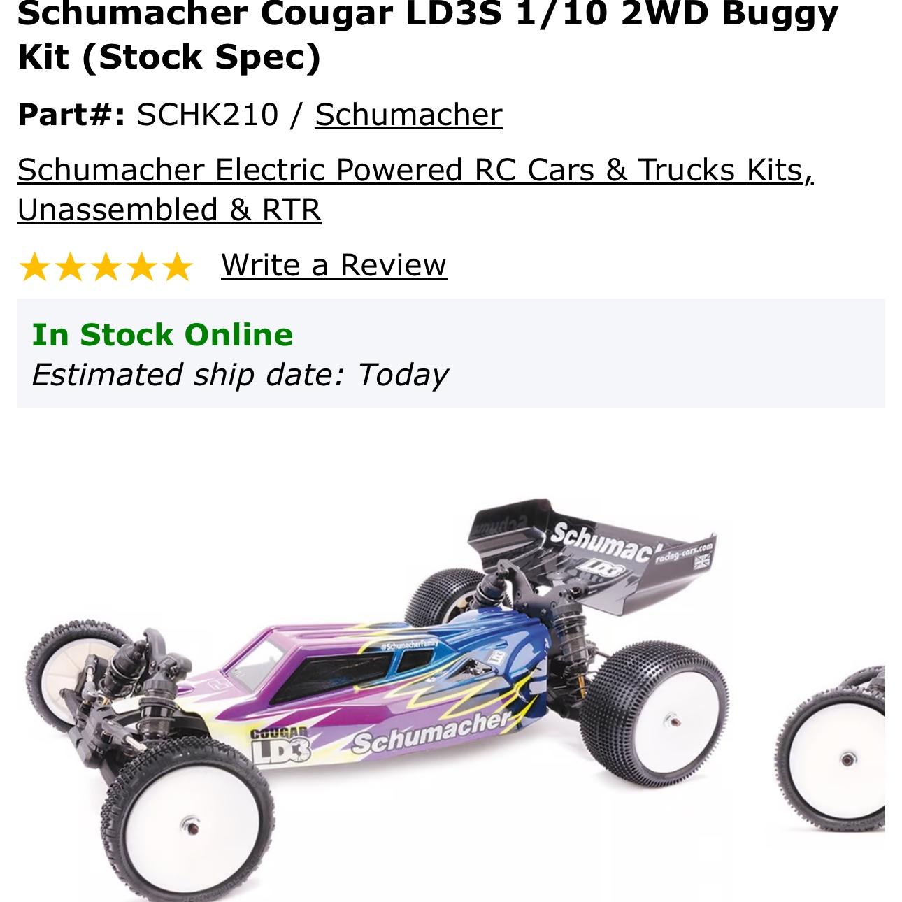 Schumacher Cougar LD3S 1/10 2WD Buggy Kit (Stock Spec)