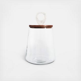 Clear Glass Jar with Mango Wood & Marble Lid