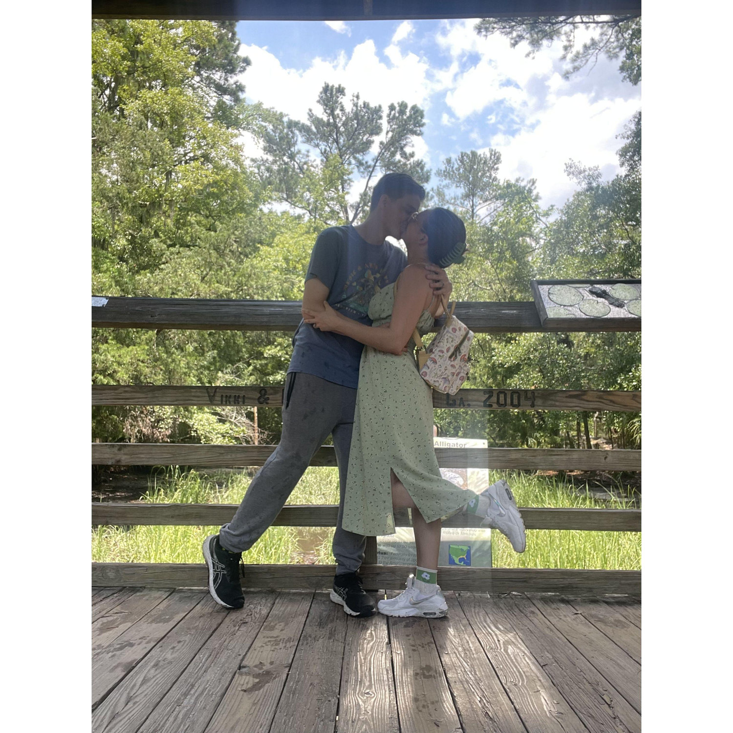 Our one year anniversary at a wildlife preserve in Savannah, GA.