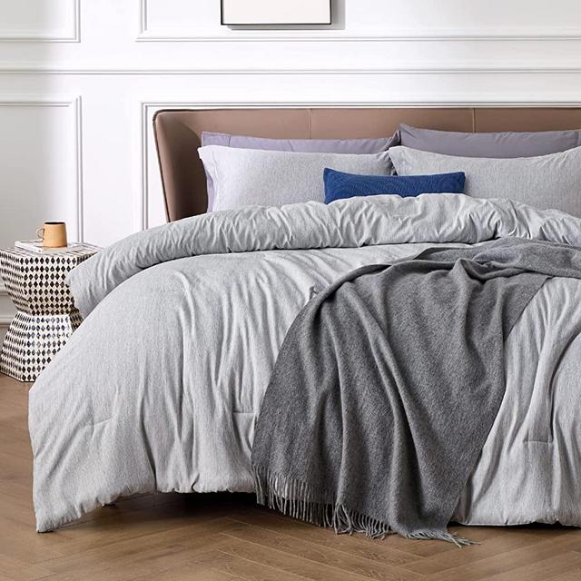 Bedsure Full Comforter Set - Grey Comforter Full Size, Soft Bedding for All Season, 3 Pieces Cationic Dyeing Bedding Set with 1 Comforter and 2 Pillow Shams