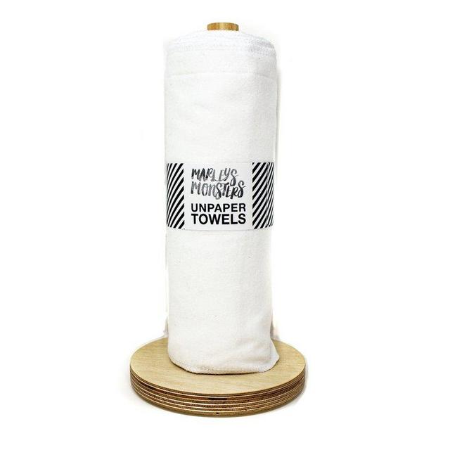 Holder + 24 Pre-rolled Unpaper Towels Set - White