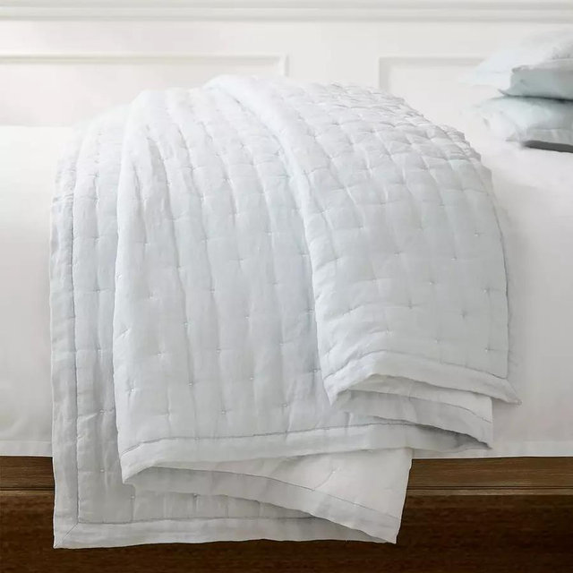 Serena & Lily Sutter Linen Quilt in Sky
