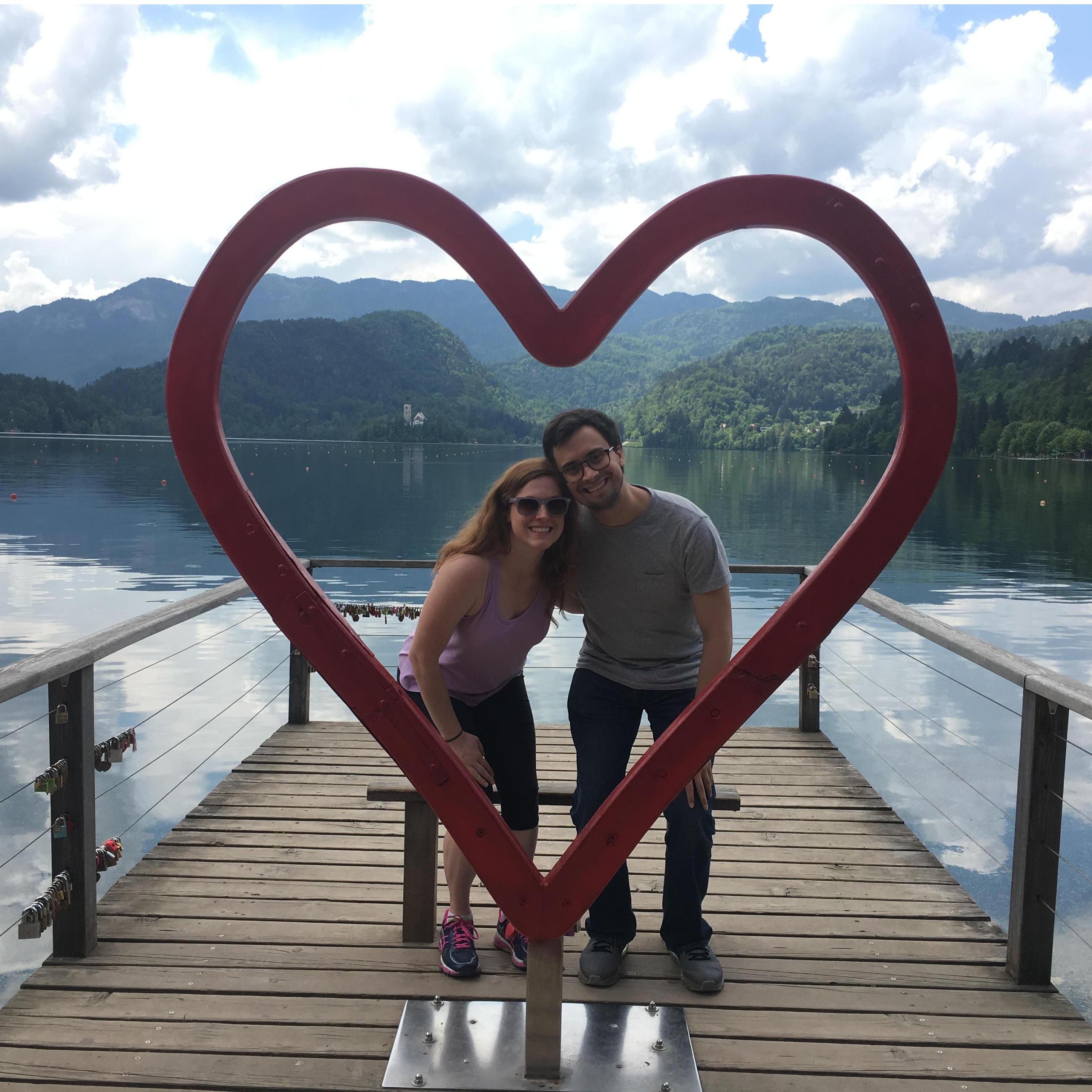 May 2018, Lake Bled, Slovenia: We navigated European buses, trains, and subways together and still like each other!