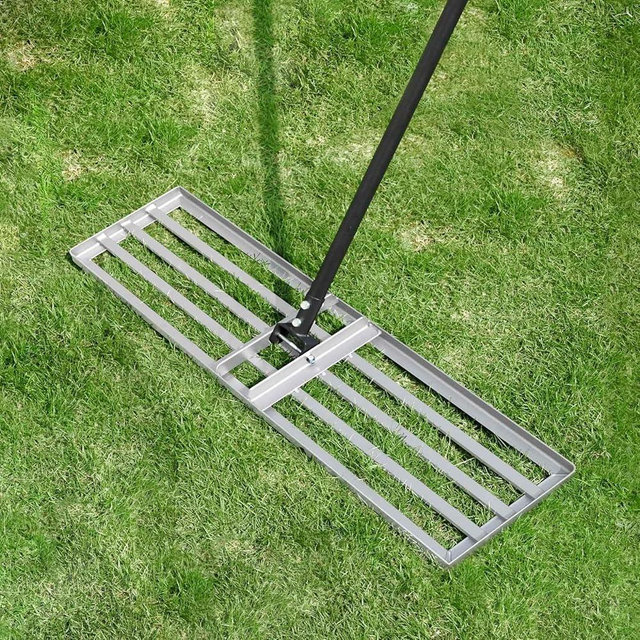 Byhagern Professional Lawn Leveling Rake, 36x10inch Heavy Duty Lawn Lute & Lawn Leveller with Stainless Steel Pole, for Effortless Leveling on Garden, Golf Course, Farm, Backyard