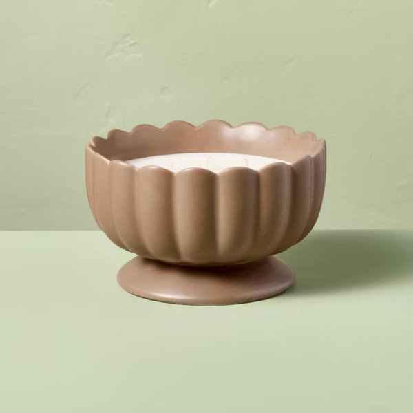 5 Wick Footed Ceramic Scalloped Rim Jar Candle 34oz - Hearth & Hand™ with Magnolia