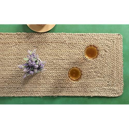Madhu International Natural Jute Table Runner Rug, Long-Lasting Hand-Woven Rectangular Area Rug, Made from Jute Material for Indoor & Covered Door Entrances, 13 X 48 Inch