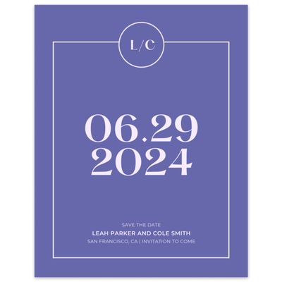 Periwinkle, Purple Wedding Digital Save the Date - Brevard Frame