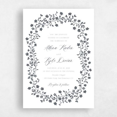 Charcoal, White Wedding Invitation - Ysabeau Portrait