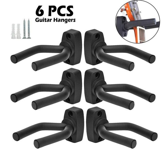 VEIDIA Guitar Holders Hooks Stands Hangers Wall Mount Display with Screws Fits All Size Guitars Bass Mandolin Banjo Ukulele (6-Brackets/pack)