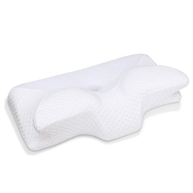 HOMCA Cervical Memory Foam Pillow, Ergonomic Contour Orthopedic Pillow for Neck Pain, Contoured Support Pillows for Side Back Stomach Sleepers, (White)