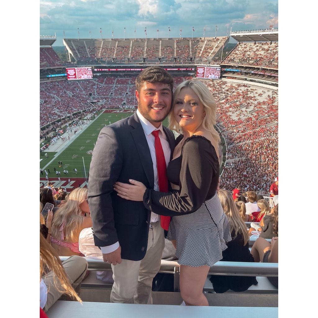 Carter's first game as a pledge. I just thought this was funny