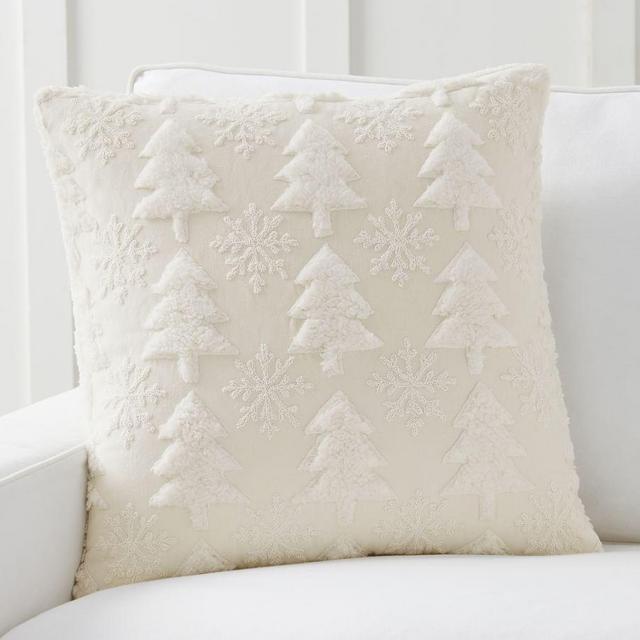 Sherpa Tree Pillow Cover, 22", Ivory