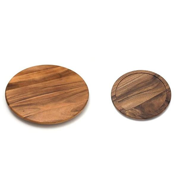 Lipper International Acacia Wood 18" Lazy Susan Kitchen Turntable & International Acacia Wood 10" Kitchen Turntable