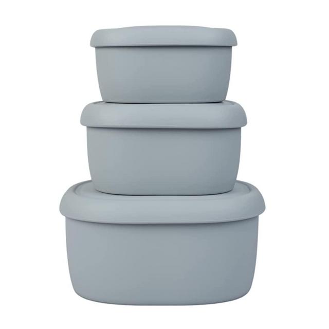 BLUE GINKGO Silicone Food Storage Container Set - Reusable Airtight Food Containers with Lids - Lunch and Bento Boxes for Adults and Kids - Freezer, Camping, Snack Container, Baby Food Storage - Grey