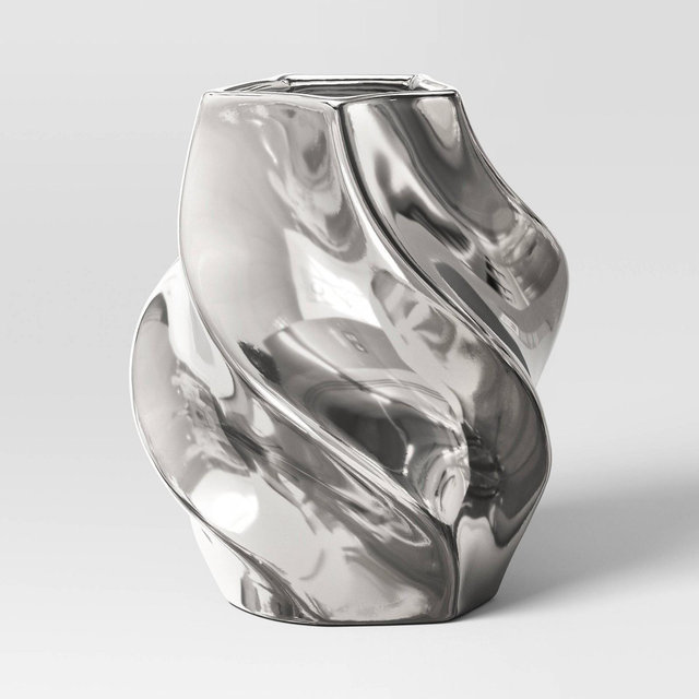 Small Silver Twisted Ceramic Vase - Threshold™