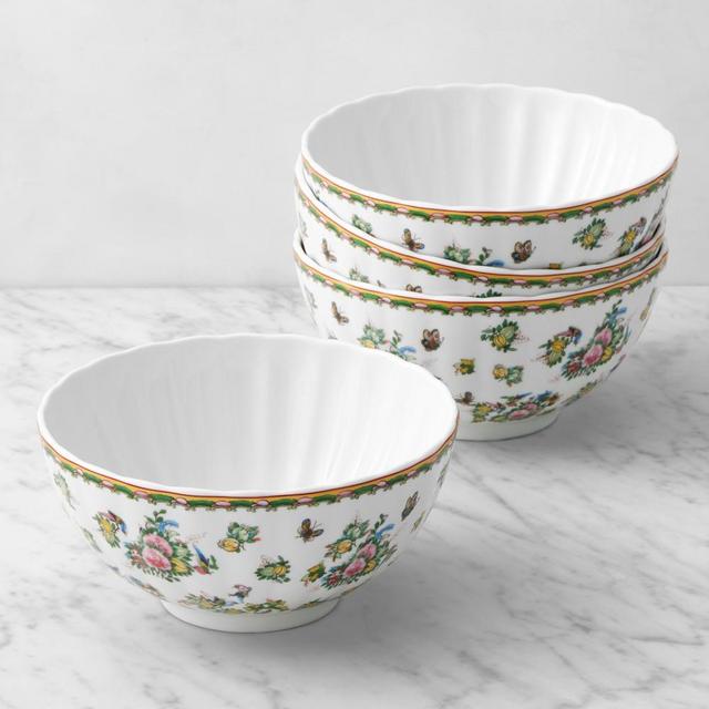 Famille Rose Scalloped Noodle Bowls, Set of 4