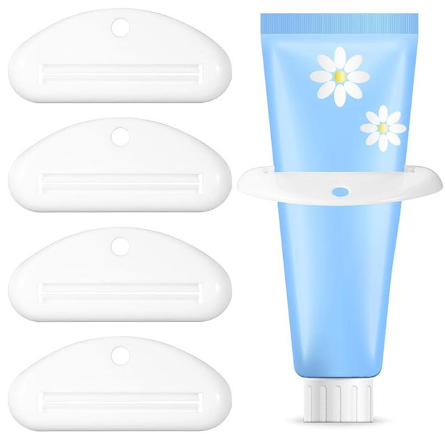 Ajcotahm 5PCS Toothpaste Squeezer, Plastic Toothpaste Tube Clip Dispenser for Bathroom Cream Cosmetics Paint(White)