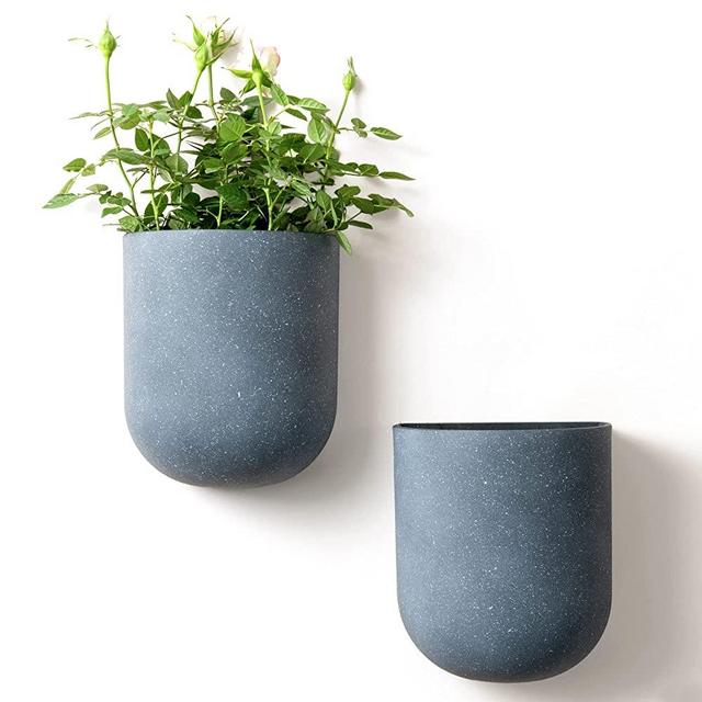LA JOLIE MUSE Wall Hanging Planters - Vertical Wall Planters for Outdoor Indoor Plants, Wall Succulent Planters for Succulent Herb Air Plant Live or Faux Plants, Set of 2, Weathered Gray