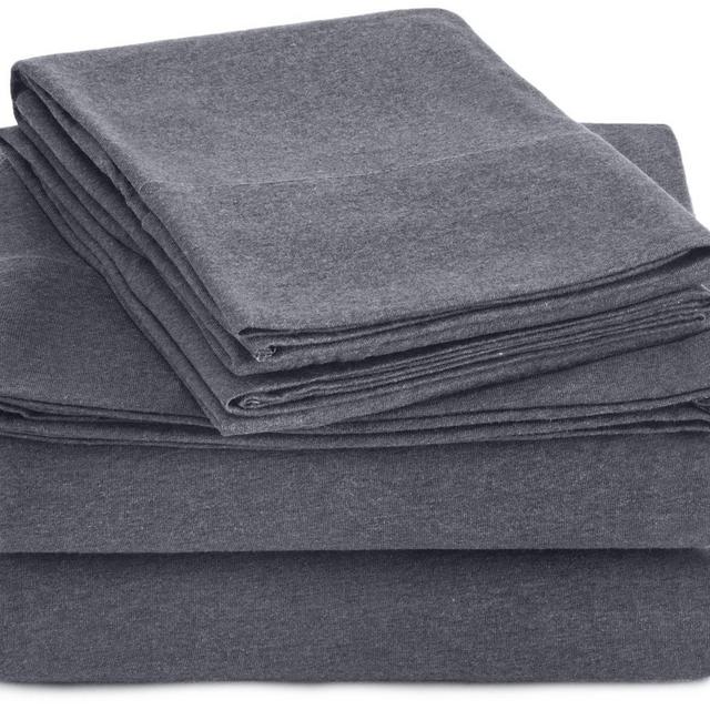 AmazonBasics Heather Jersey Sheet Set - King, Dark Gray