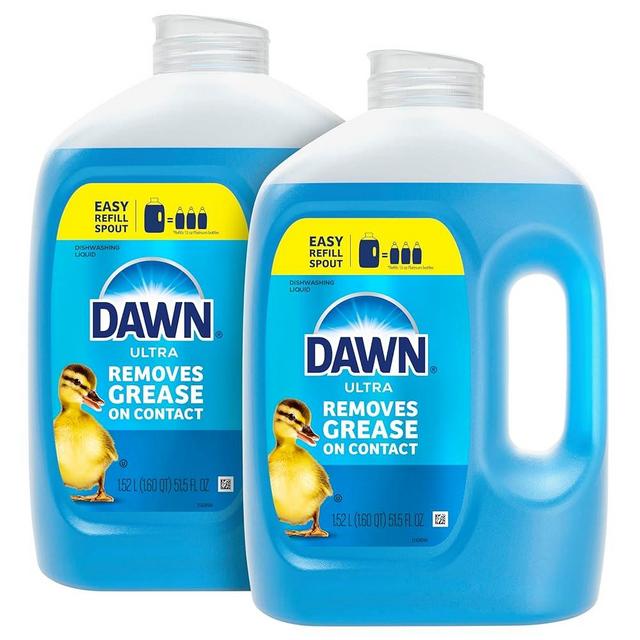 Dawn Ultra Original Dish Soap Refill Jug Large Size Original Blue Liquid Dishwashing Detergent, Powerful Dawn Dish Soap for Grease, 51.5oz (Pack of 2)
