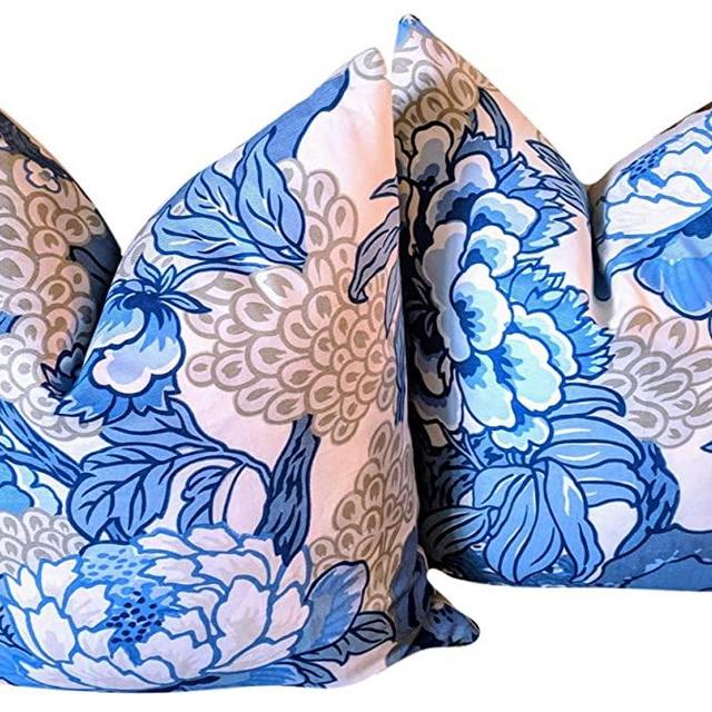 Flowershave357 Thibaut honshu Floral Pillow Bright and Cheery Pillow Cover Chinoiserie Style Set of 2