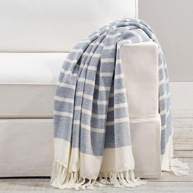Everywhere Striped Throw, 50 x 60", Chambray