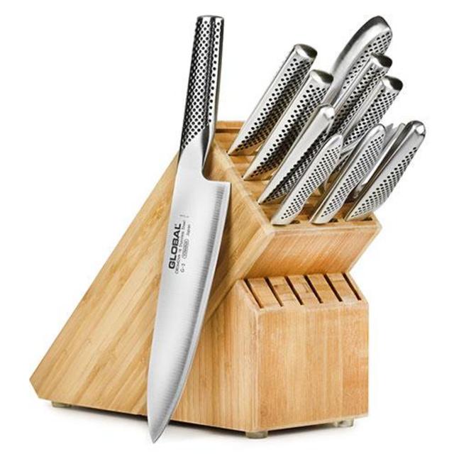 Global 12 Piece Bamboo Knife Block Set