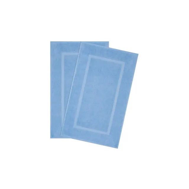 American Soft Linen 100% Cotton Bath Mat Set, 2-Pack, 20 inch by 34 inch, Bath Mats for Bathroom, Sky Blue