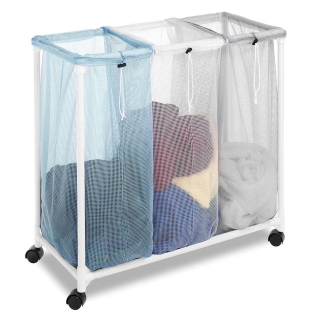 Whitmor Triple Laundry Sorter with Wheels