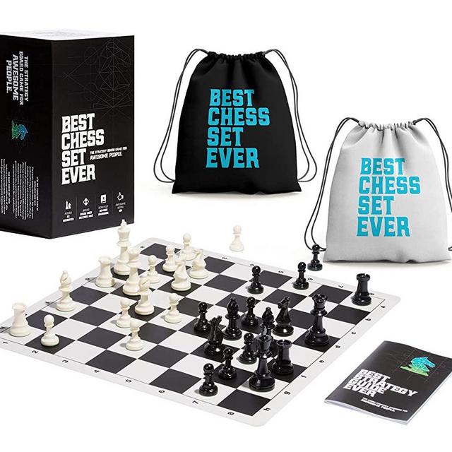 Best Chess Set Ever Triple Weighted Tournament Style Chess Set with Exclusive Chess Strategy Guide — 20” x 20” Silicone Board + Heavy Staunton Chess Pieces