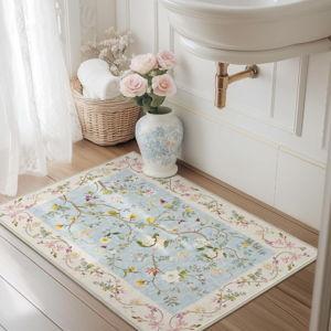 jinchan Floraison Floral Entryway Rug 2x3 Soft Washable Rugs - Blue/Pink