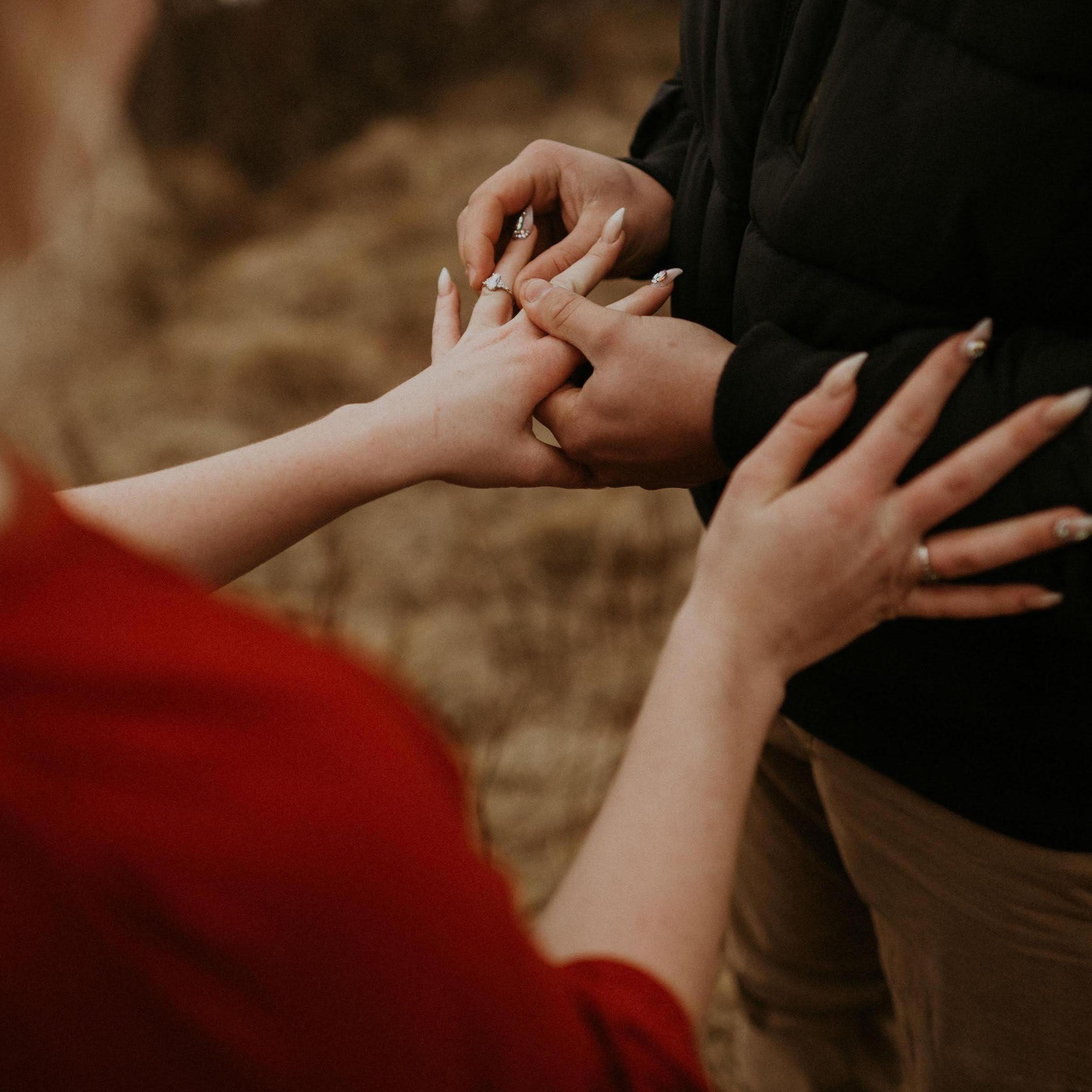 Putting on the engagement ring for the first time! (February 12, 2021)